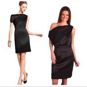 Max & Cleo Satin off Shoulder LBD black Dr…